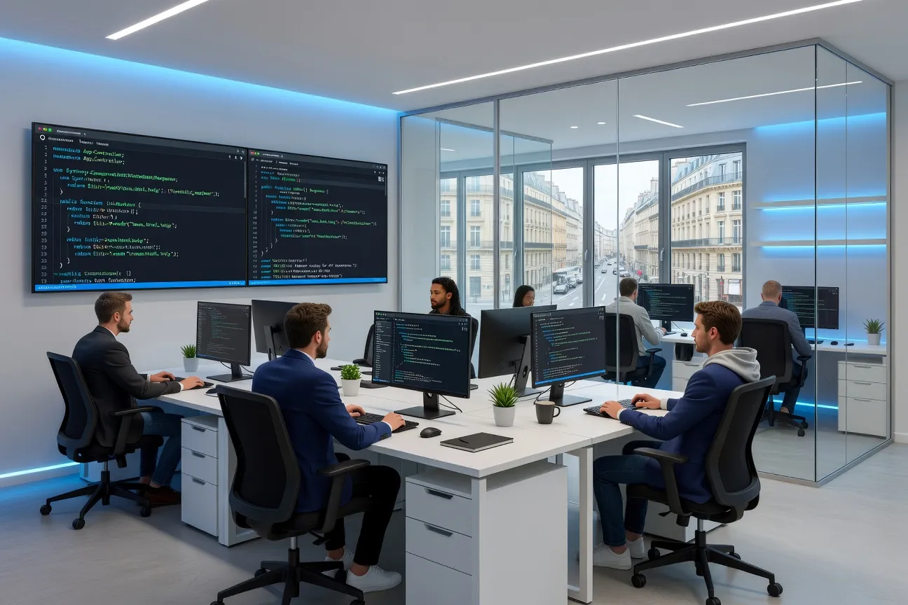 Agence web Symfony France 2026 - équipe de développeurs travaillant sur un projet PHP